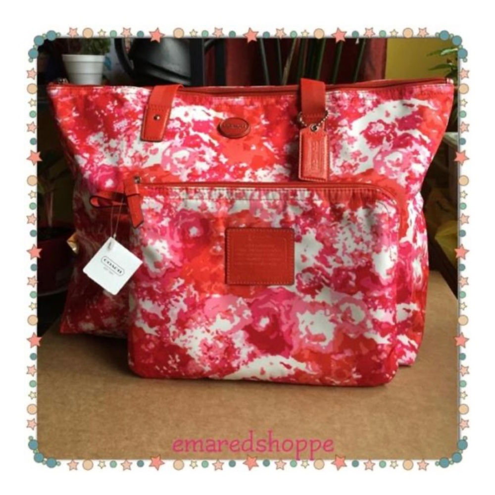 NWT Coach getaway floral Print packable weekender